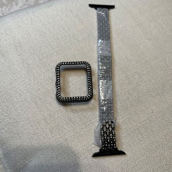 Watch band and frame Black with Rhinestones Apple compatible  NEW! - Picture 2 of 6